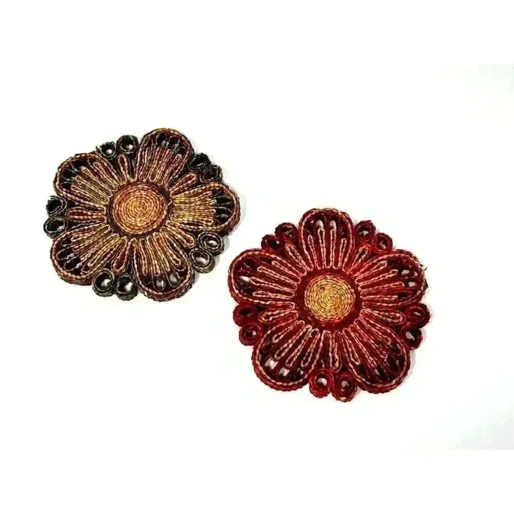 Vtg Staw Rattan Woven Kitchen Trivets Braided Boho Multicolor‎ 8